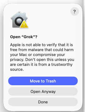 Confirm opening Grok