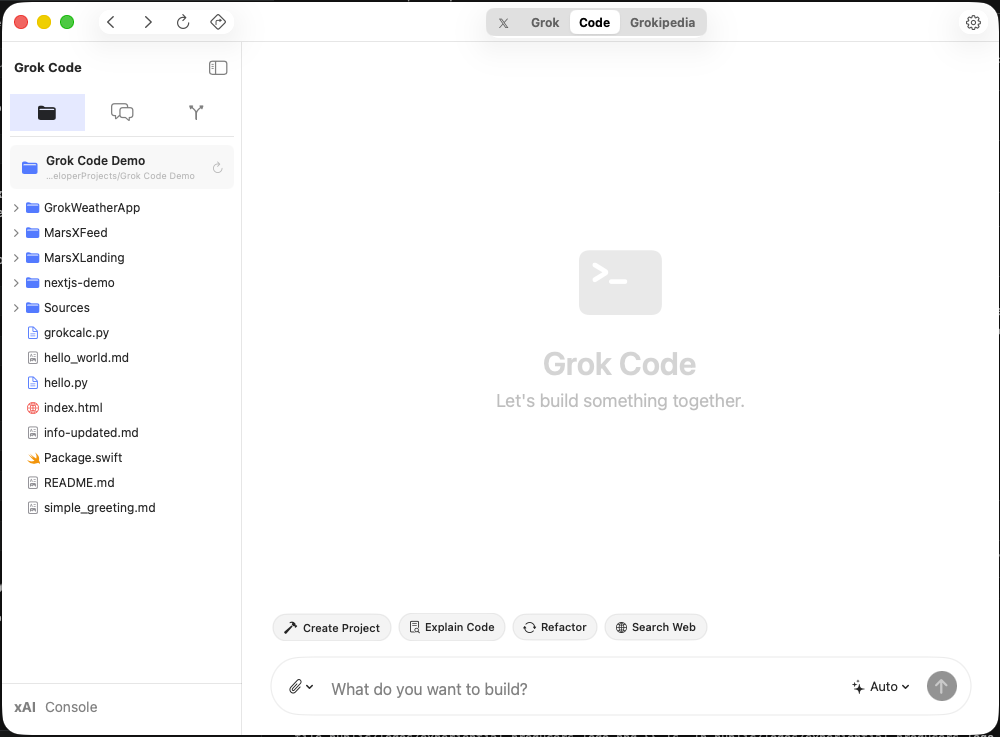 Grok Code Agent Interface